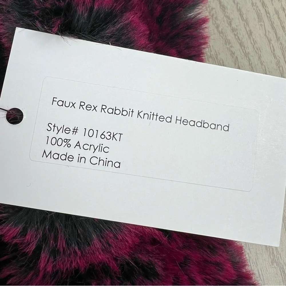 Surell Rex Rabbit Faux Fur Knit Stretch Headband OS Raspberry $65